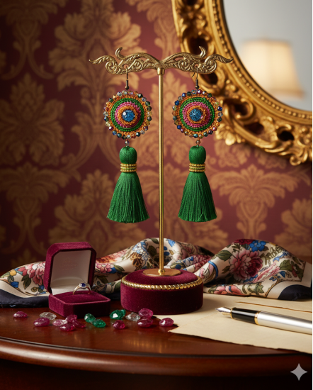 Háčkované dizajnové náušnice "Záhradná oáza"